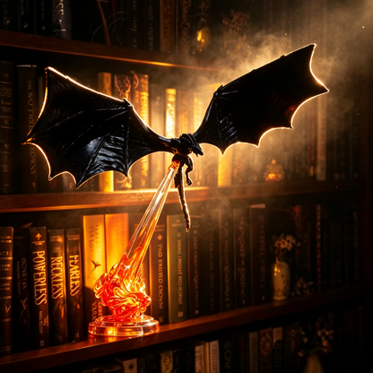 Fantasy Book Nook with Dragon Flame LED – Miniature Shelf Decor for Book Lovers 🐉✨