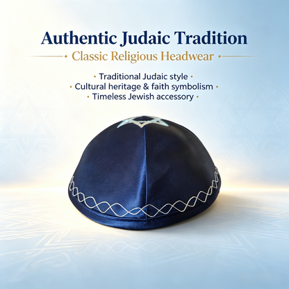 ✨ David Star Embroidered Kippah – Elegant Jewish Faith Cap with Premium Stitching for Prayer, Holidays & Special Moments ✡️