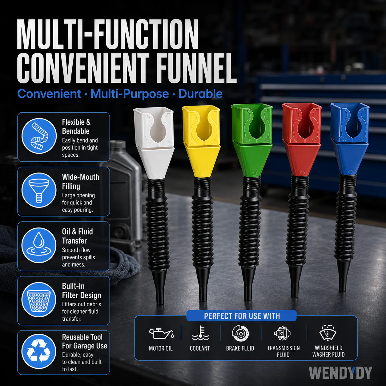 Flexible Draining Tool Snap Funnel(5 Pcs)