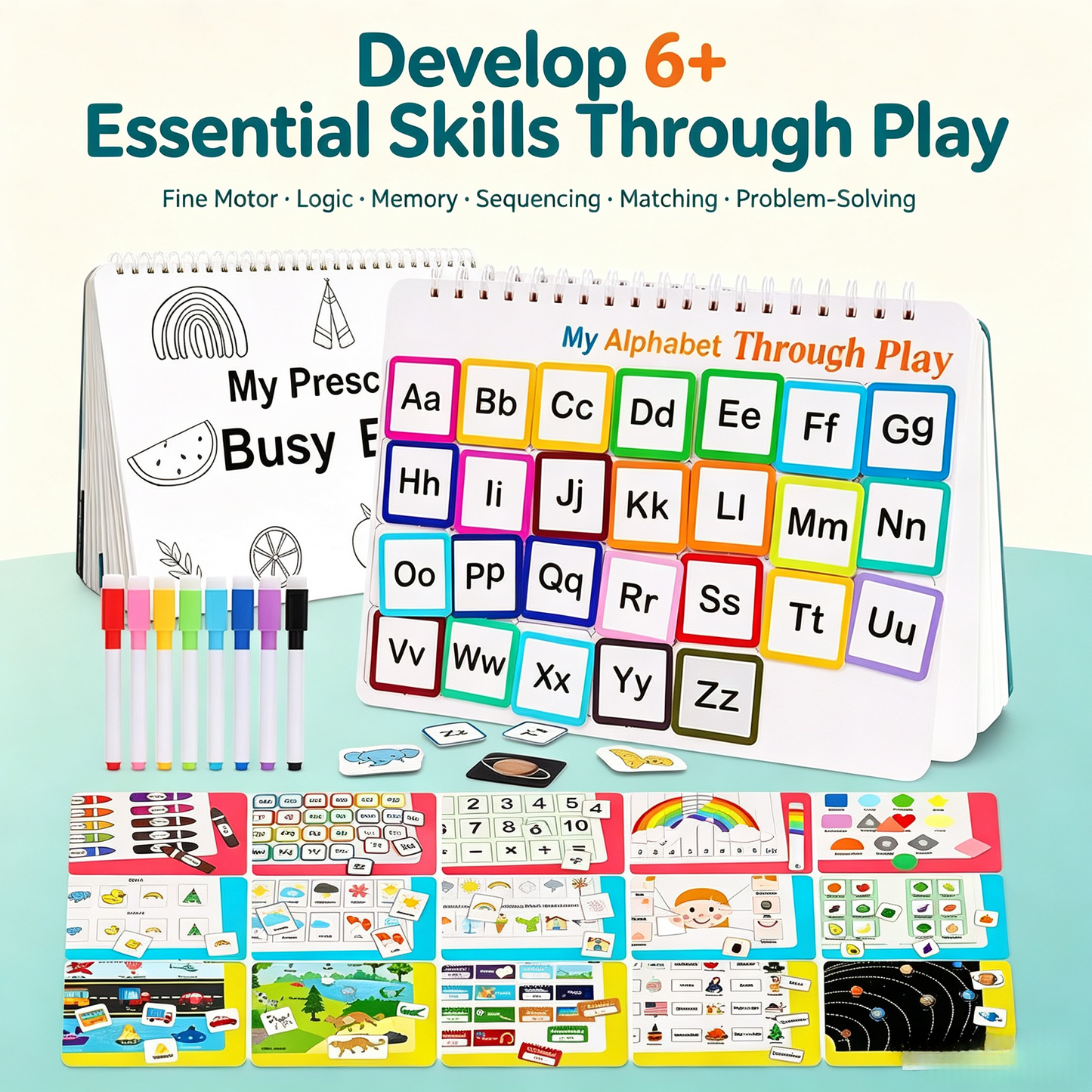 🎓 My Preschool Busy Book – Interactive Montessori Activity Book for Toddlers, Early Learning, Fine Motor Skills & Cognitive Development 📚