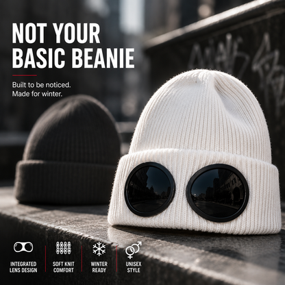 🧶 Winter Knitted Beanie with Built‑In Dark Goggles – Warm Hat & Eye Protection All in One ❄️