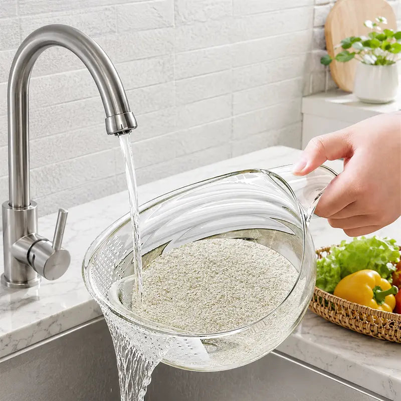 Multipurpose rice washing strainer bowl
