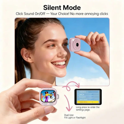 Mini Keychain Digital Camera, Y2K Pocket-Size Camera 2.5K HD with 64MP Lens