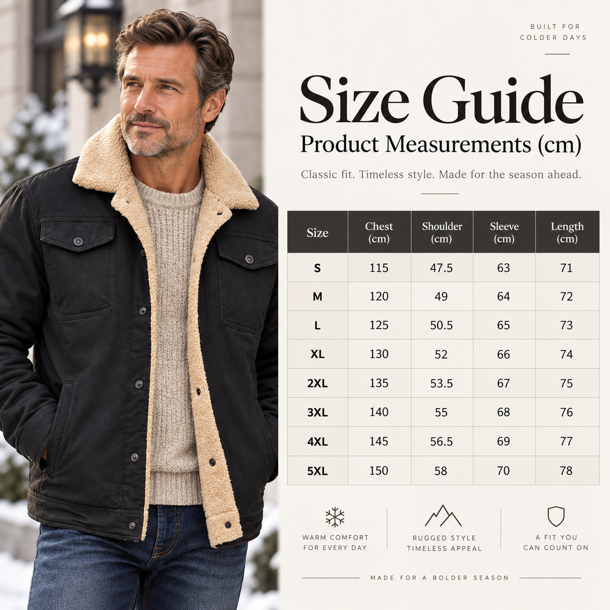 Men's Sherpa-Lined Trucker Jacket – Heavyweight Cargo Work Coat with Fleece Lining, Snap Cuffs & Multi-Pocket