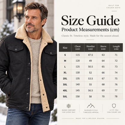 Men's Sherpa-Lined Trucker Jacket – Heavyweight Cargo Work Coat with Fleece Lining, Snap Cuffs & Multi-Pocket