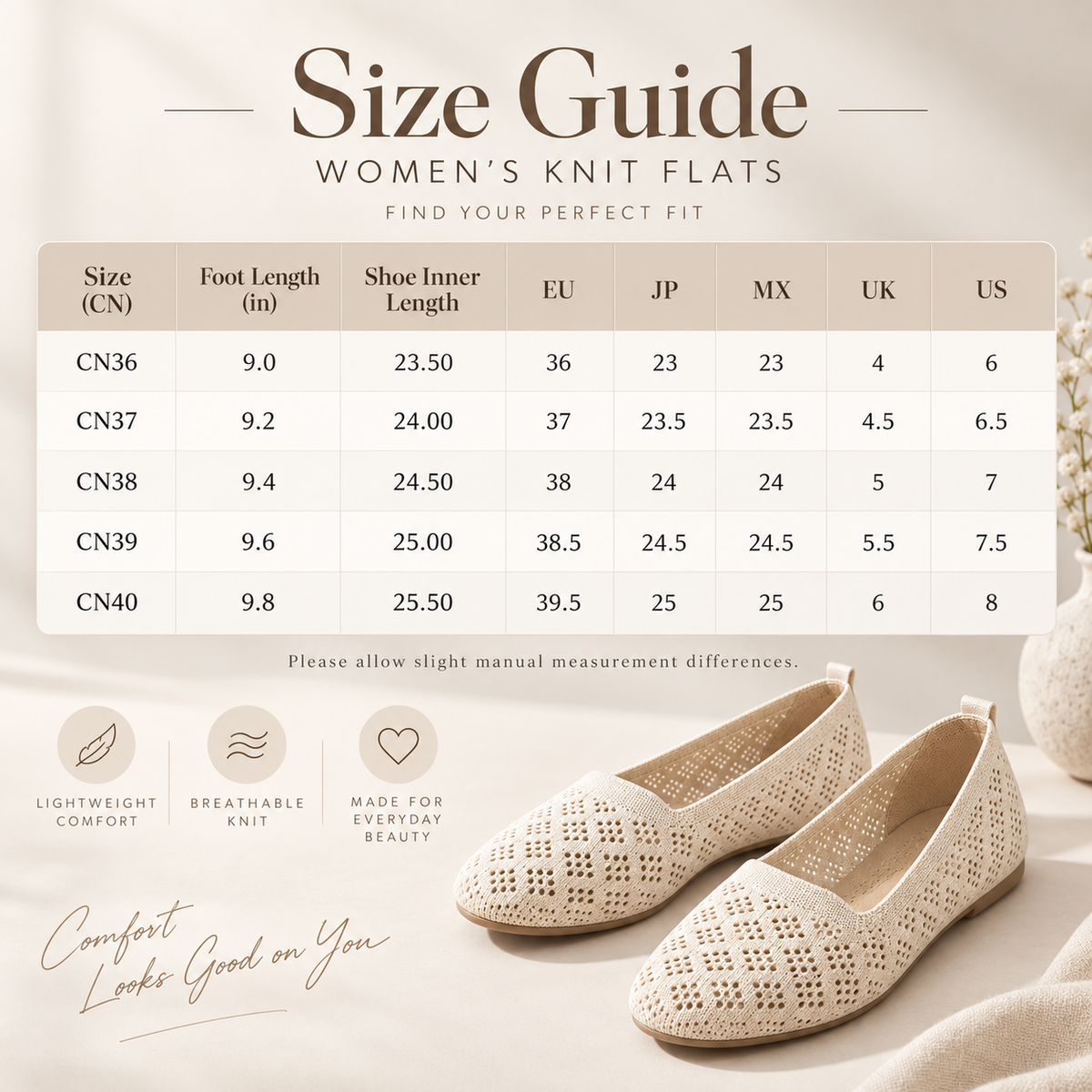 Women's Hollow-Out Knit Sneakers – Round Toe Wide Flat, Breathable Textile Upper, Rubber Sole, All-Season Casual Shoes