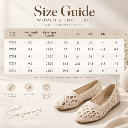 Women's Hollow-Out Knit Sneakers – Round Toe Wide Flat, Breathable Textile Upper, Rubber Sole, All-Season Casual Shoes