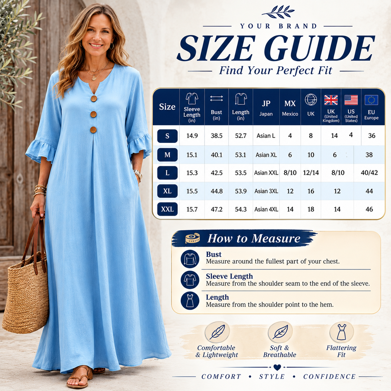 🌾 Women's Boho V-Neck Dress – Loose-Fit A-Line with Wooden Buttons & Ruffle Sleeves, Fall & Winter Casual Wear 🍂✨