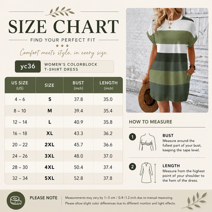 Colorblock Striped Sundress – Short Sleeve Crew Neck Plus Size Summer Dress