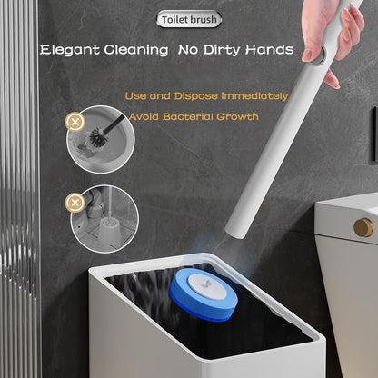 Disposable Toilet Brush Kit with 32 Refills – Wall-Mount Toilet Cleaning System
