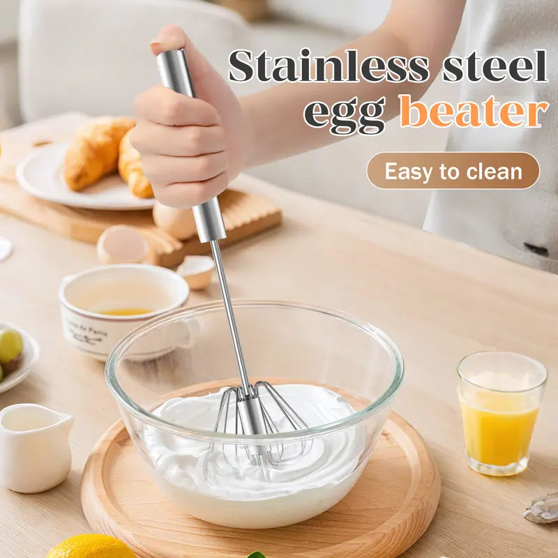 🥄✨ Stainless Steel Hand-Push Rotary Whisk – Effortless Mixing in Seconds!（2 PCS）