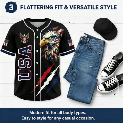 🦅USA 250th Anniversary Patriotic Baseball Jersey | Eagle Flag Shirt 1776-2026