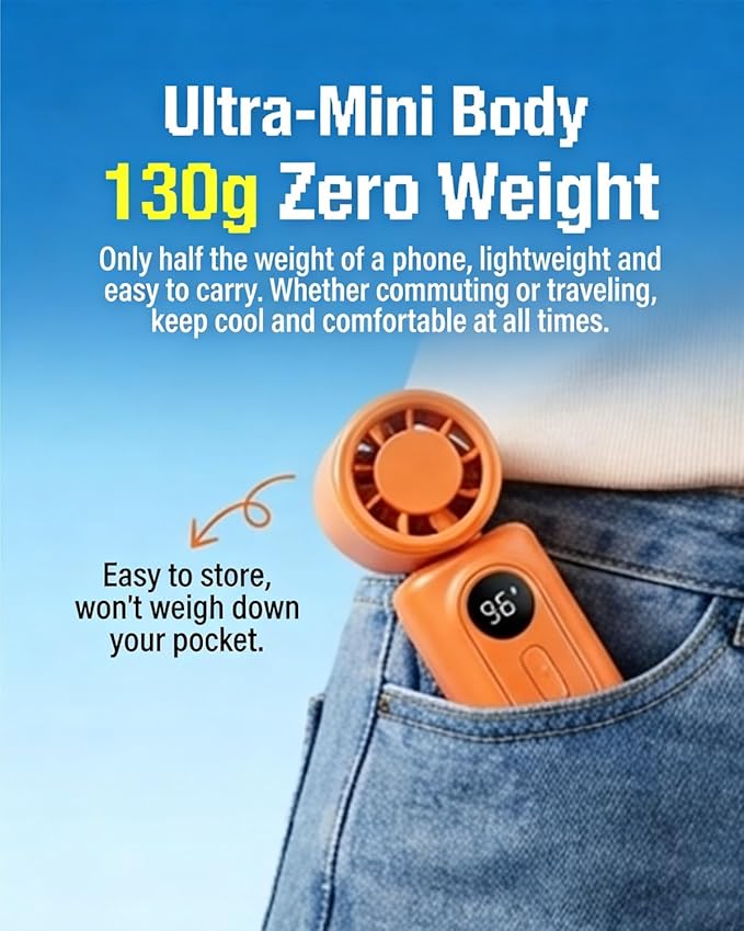 🌬️ Mini Portable Handheld Clip Fan – 3-in-1 Rechargeable 3000mAh Battery 🔋