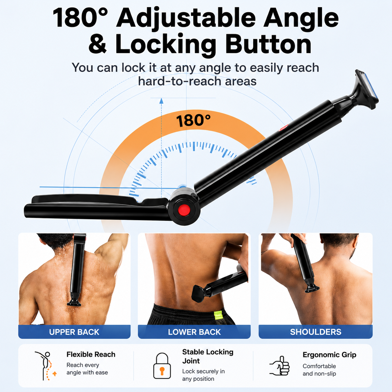 Men's Electric Back Shaver with Long Handle