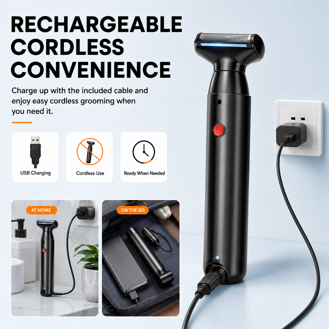 Men's Electric Back Shaver with Long Handle