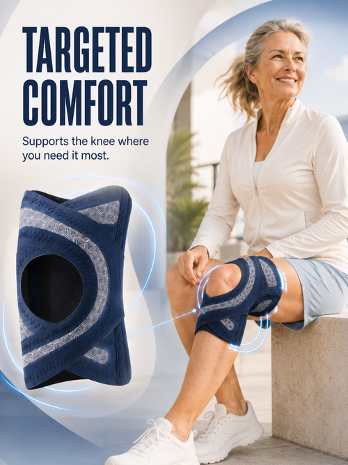 🦵 4-Spring Open-Patella Knee Brace – Adjustable Compression & Side Support