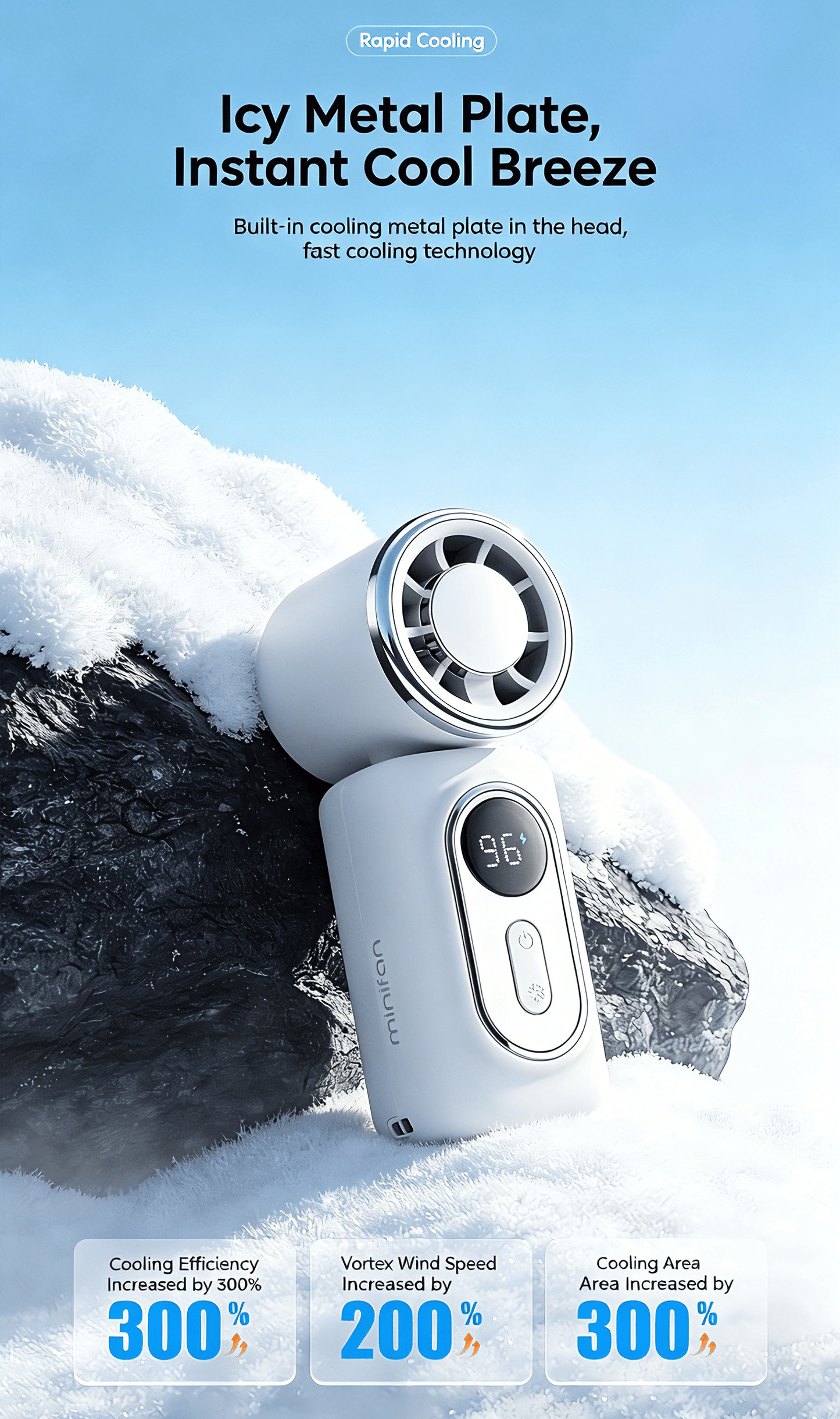 🌬️ Mini Portable Handheld Clip Fan – 3-in-1 Rechargeable 3000mAh Battery 🔋
