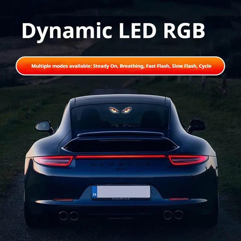 Dynamic LED Rear Window Display for Car – Vampire Devil Eye Emoji Panel
