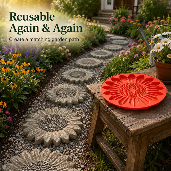 💥 LAST DAY 49% OFF - 🌻 Reusable Sunflower Stepping Stone Mold!!!