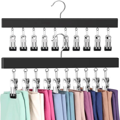 Wooden Multi-Purpose Organizer with 12 Stainless Steel Clips