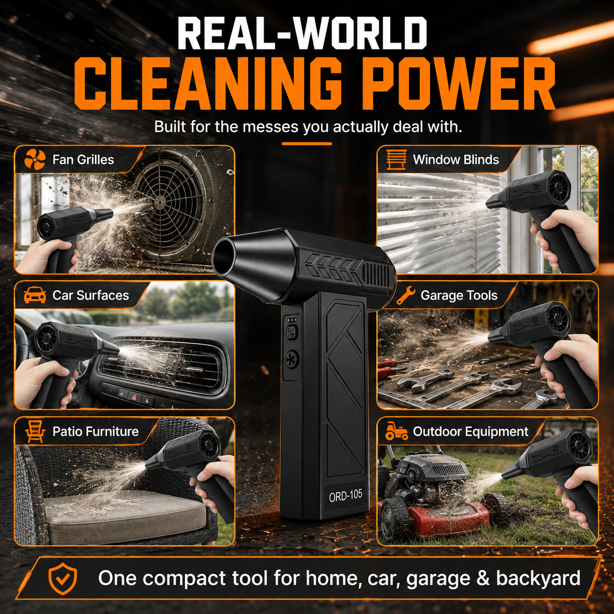 2-in-1 Cordless Air Duster & Vacuum – 130,000 RPM Rechargeable Turbo Blower
