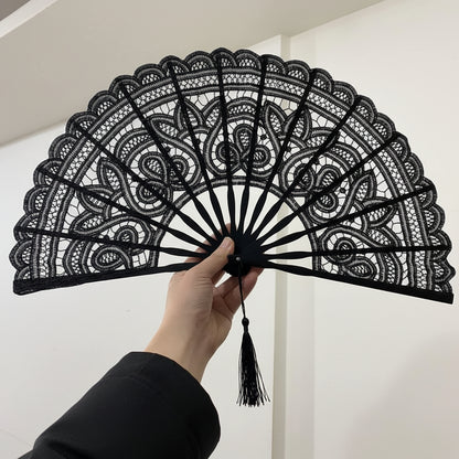 Midnight Drama Lace Hand Fan