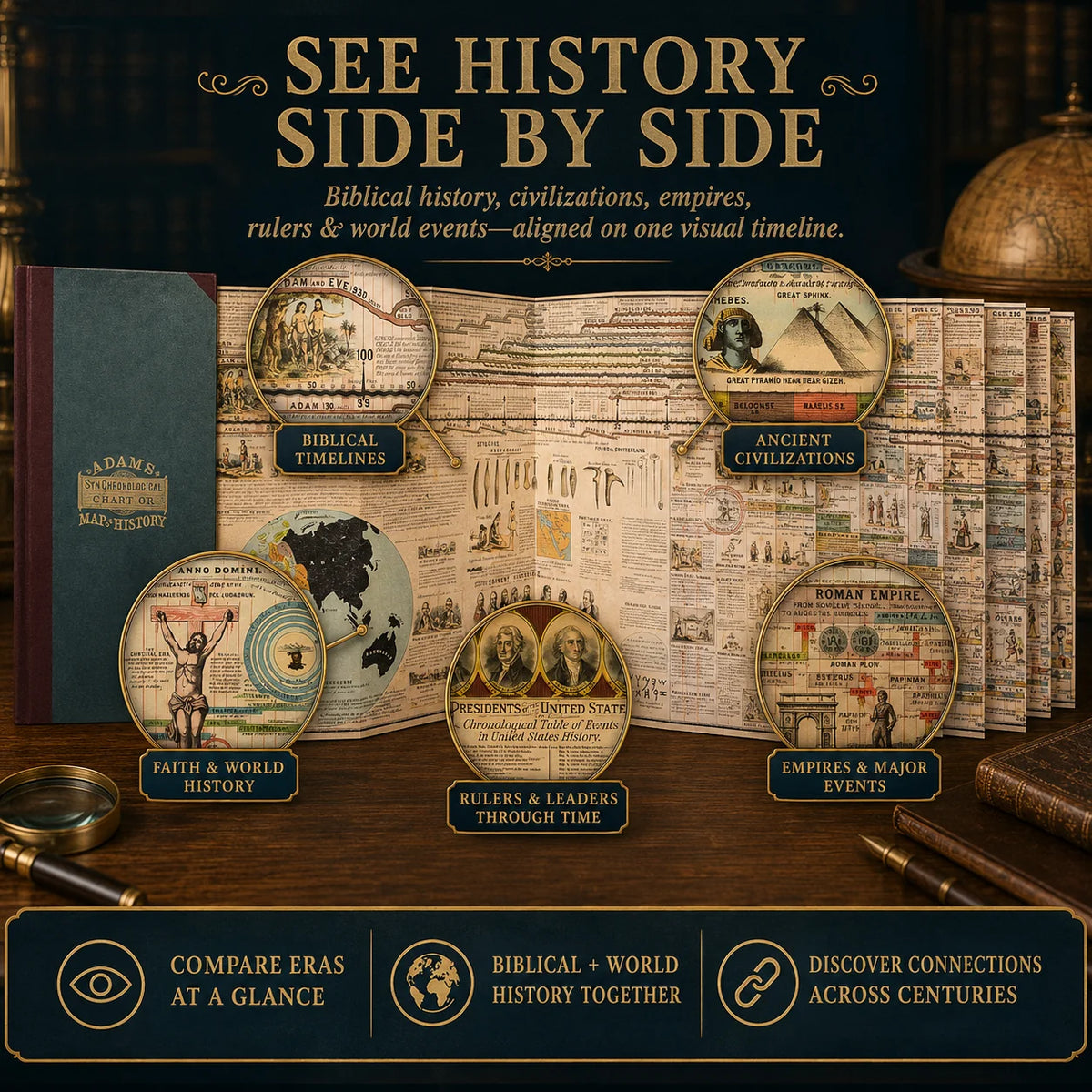 📜 Watch History Unfold – 6,000 Years of Biblical & World Events, Mapped on One Fold‑Out Timeline