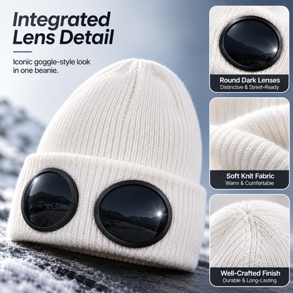 🧶 Winter Knitted Beanie with Built‑In Dark Goggles – Warm Hat & Eye Protection All in One ❄️