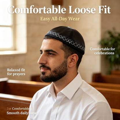 ✨ David Star Embroidered Kippah – Elegant Jewish Faith Cap with Premium Stitching for Prayer, Holidays & Special Moments ✡️