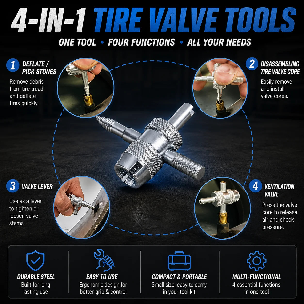 🚗 No More Slow Leaks – Tire Valve Repair Tool Kit for Quick DIY Replacement