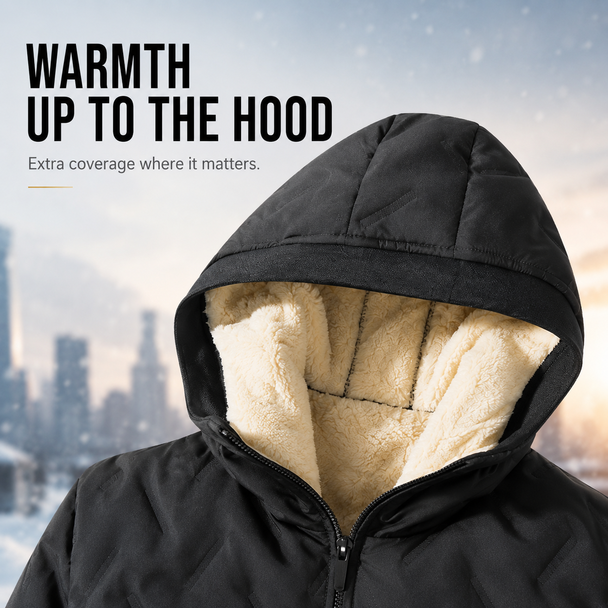 🧥 Men's Wool-Lined Hooded Winter Jacket with Zipper Pockets ❄️