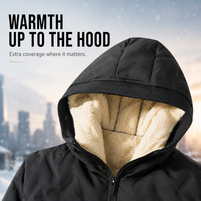 🧥 Men's Wool-Lined Hooded Winter Jacket with Zipper Pockets ❄️