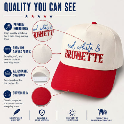 Red White & Brunette Trucker Hat