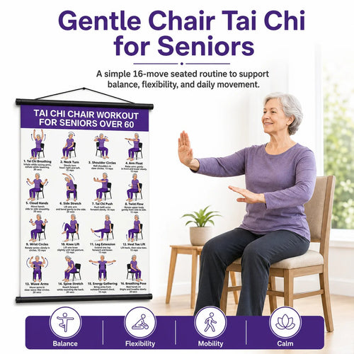 🔥LAST DAY 49% OFF🧘‍♀️☯Tai Chi Chair Workout Chart for Seniors (16 x 24 inches)