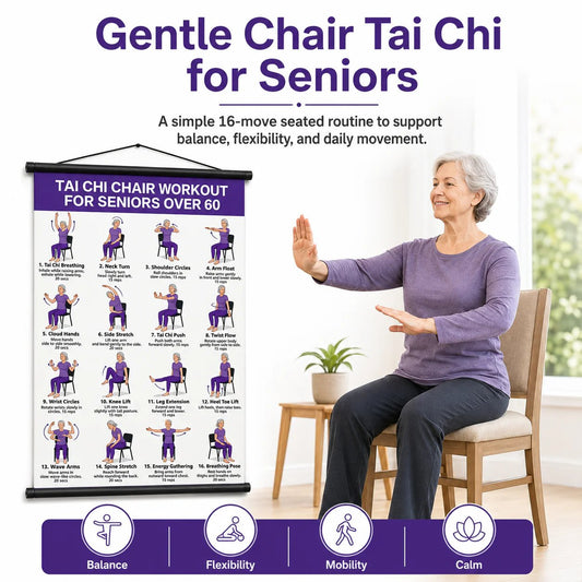 🔥LAST DAY 49% OFF🧘‍♀️☯Tai Chi Chair Workout Chart for Seniors (16 x 24 inches)