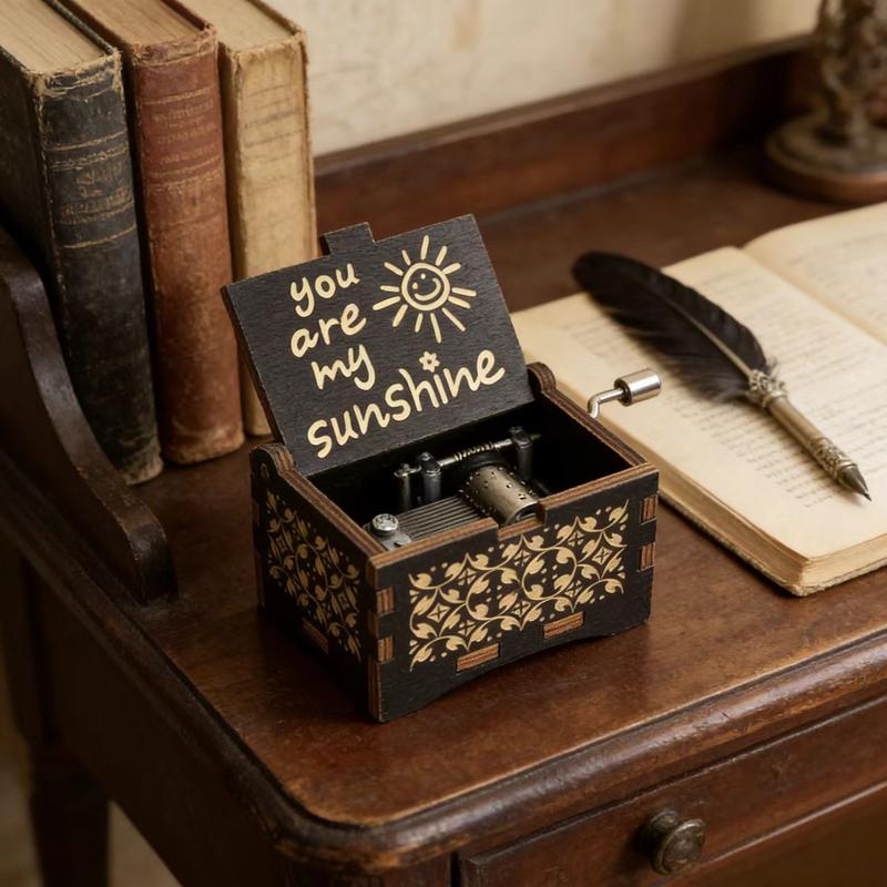 Wooden Hand Crank Music Box