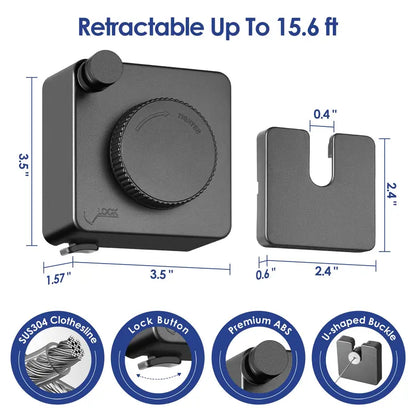 Wall Mount Invisible Stainless Steel Washing Line with Slow Retraction Design🏠