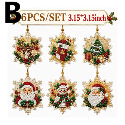 ⏳50% OFF – 🎄Beginner-Friendly Christmas Pearl & Gem Diamond Painting DIY Kit | 6 Festive Ornament Designs with Sparkling Pearls, Faceted Gems & 3D Layered Detail 💕