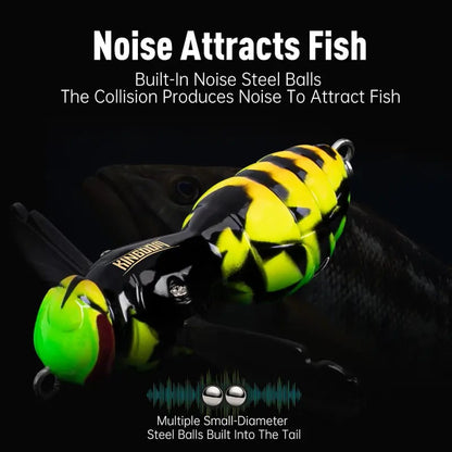 🐝 Bionic Wasp Crawl Bait - Topwater Micro Fishing Lure with Acoustic Noise Steel Balls for Bass & Pike Professional Anglers