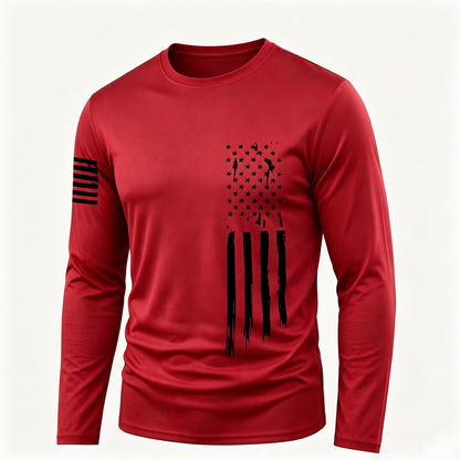 🌟 Men's UV Protective Long Sleeve Athletic Shirt – Lightweight Quick-Dry Activewear with Vintage Logo, Breathable Gym & Casual Tee