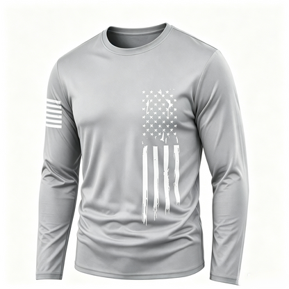 🌟 Men's UV Protective Long Sleeve Athletic Shirt – Lightweight Quick-Dry Activewear with Vintage Logo, Breathable Gym & Casual Tee