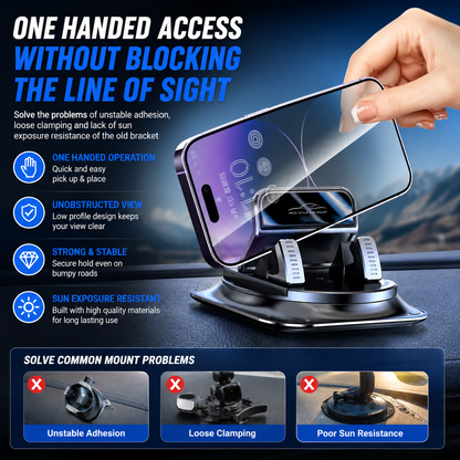📱 Universal Car Dash Mount – 360° Rotation, Anti-Slip & Stable, Fits All Smartphones, Quick to Install
