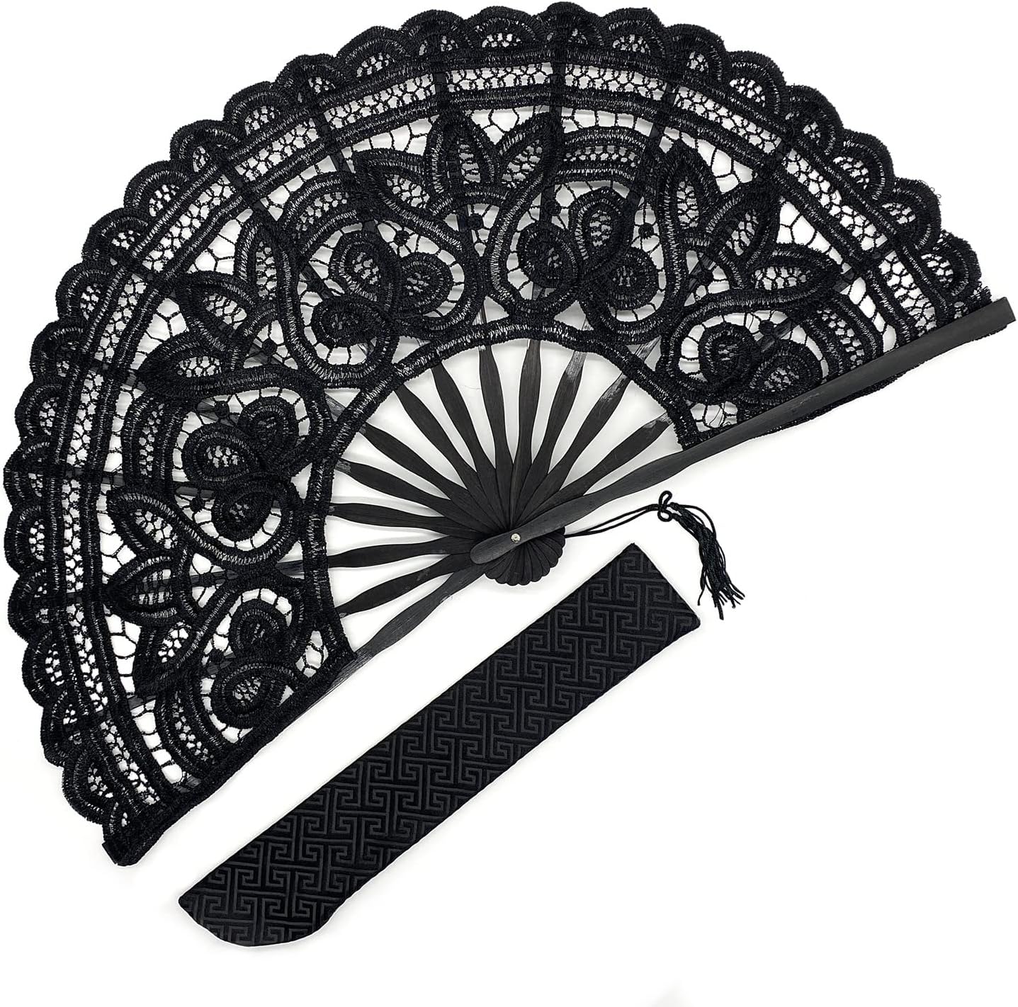 Midnight Drama Lace Hand Fan
