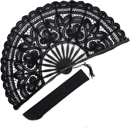 Midnight Drama Lace Hand Fan