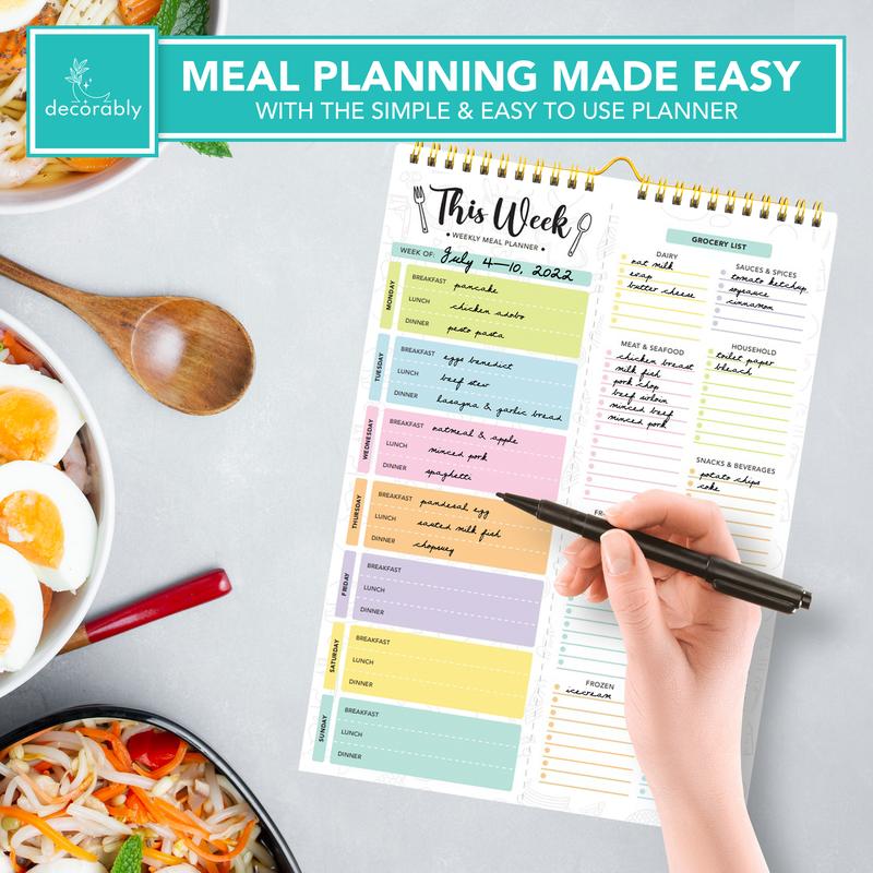 Undated Weekly Meal Planner Pad – 60 Sheets, Strong Magnets & Grocery List | 8.5x11 Fridge Notepad