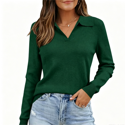 🌸 Women's Wool Blend Polo Sweater | Business Casual Spring Style – SummerVibes 2026