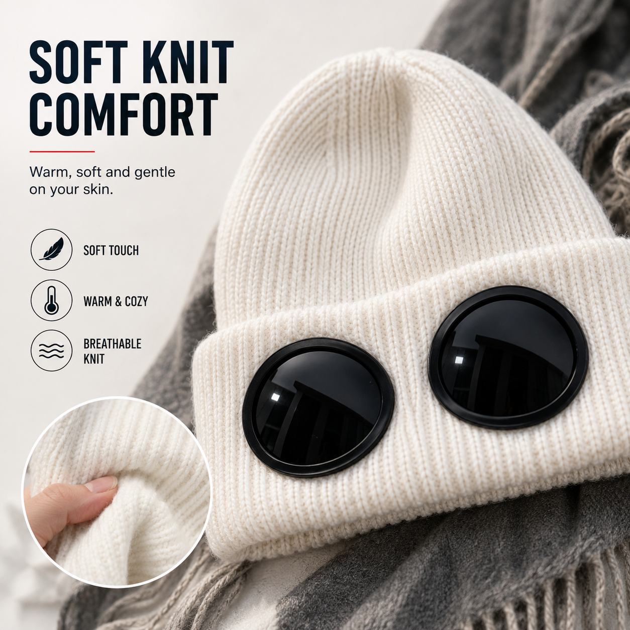 🧶 Winter Knitted Beanie with Built‑In Dark Goggles – Warm Hat & Eye Protection All in One ❄️
