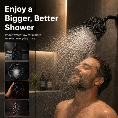 Upgraded Wide-Flow Shower Head – Modern 3D-Printed Design, 5-Second Easy Installation