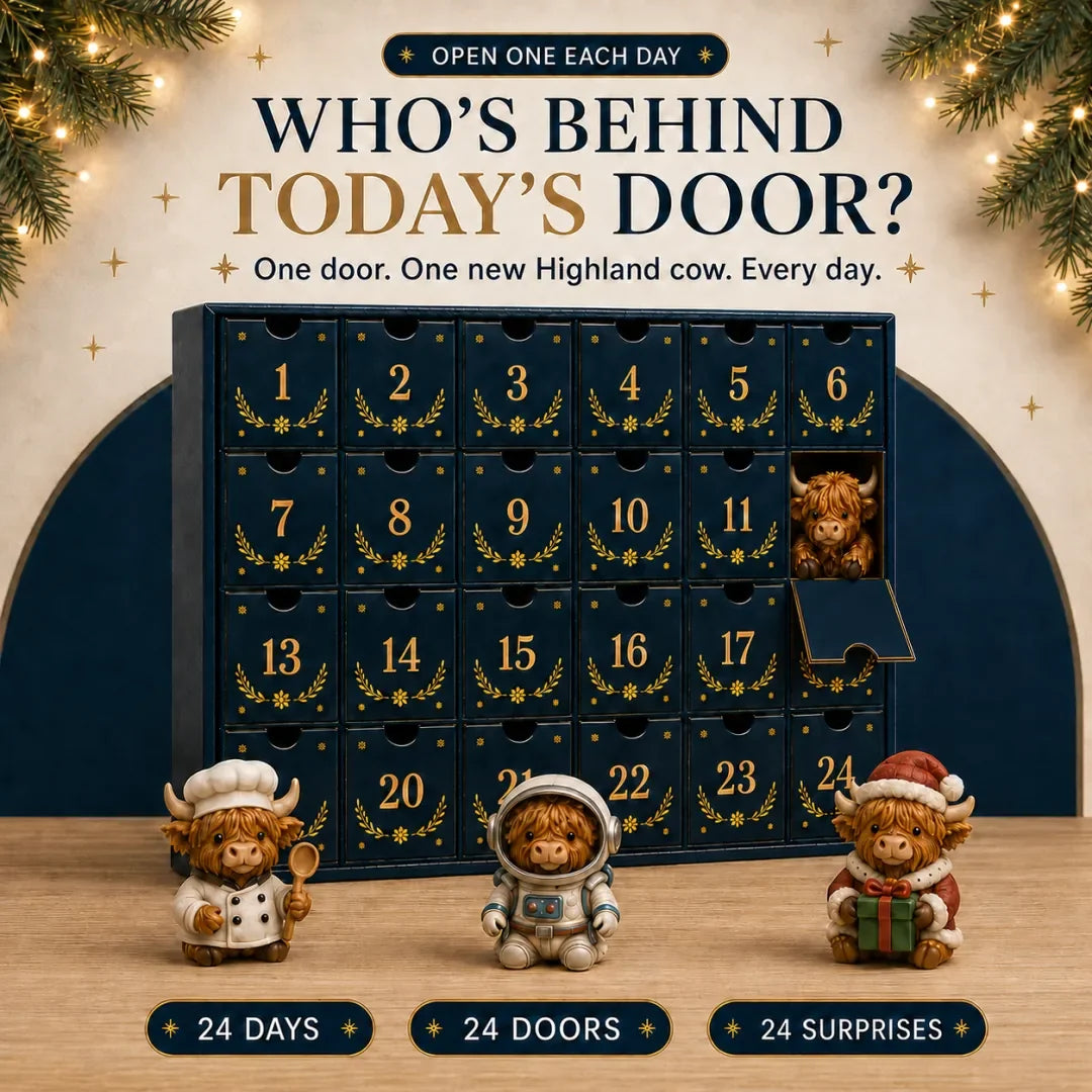 24 Days of Highland Cow Magic Advent Calendar – 24 Collectible Christmas Highland Cow Surprises