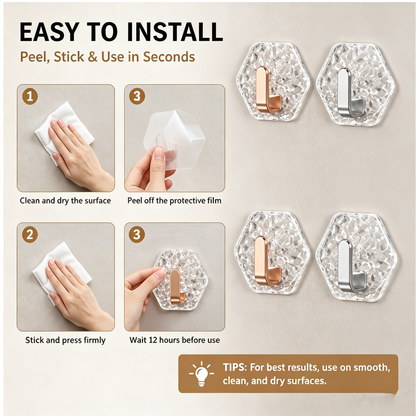 🔥Hot Sale | 10PCS Modern Hexagon Adhesive Hooks